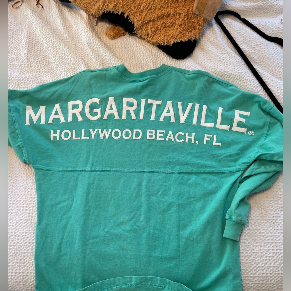 Margaritaville shoulder lettering long sleeve top